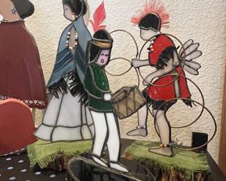 Stained glass Native American figurines 