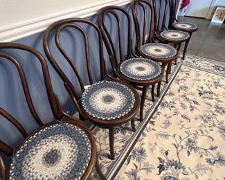Set of six vintage bentwood dining chairs.  Will be sold separately or as a set