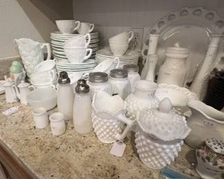 Collection of milk glass tableware