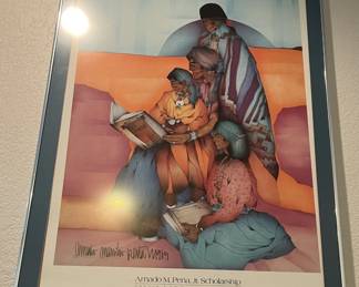 Framed 1989 Amado M. Peña, Jr. Scholarship poster for Austin Community College.