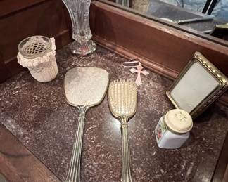 Vintage silver-plated vanity set