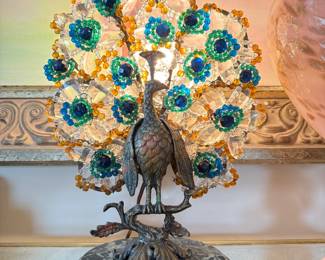Art Deco Chech Peacock Lamp