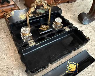 Victorian Paper mache Inkwell