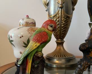 Sand-cast iron parrot