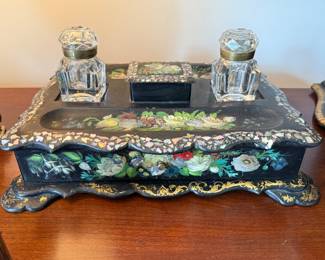 Victorian Papier mache Ink stand
