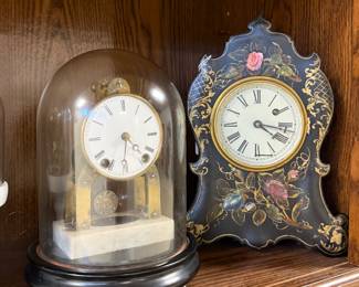 (left to right) Silas Terry Skeleton Timepiece. Silas Terry/Terryville (1850s)