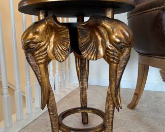 Leather Top Elephant accent table