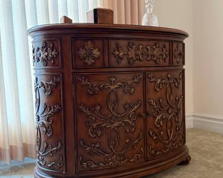 Oval Sideboard Walnut w/ Burled Inlay - Finished Back