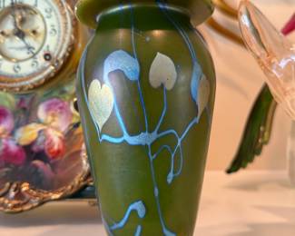 Phoenix Studio Nouveau iridescent art glass vase