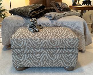 Animal Print Upholstered Ottoman