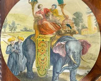 John Derian "Pink Ear Elephant" glass decoupage plate