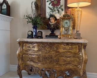 Ferguson Copeland - Louis XV style carved giltwood bombe chest (2)