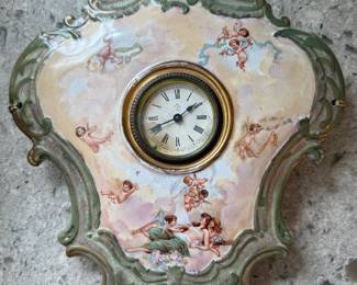 Empire Porcelain Co. Hand-painted Rococo-style ceramic mantel clock