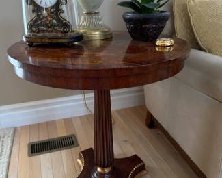 Maitland Smith Empire Pedestal Inlaid-Marquetry side table