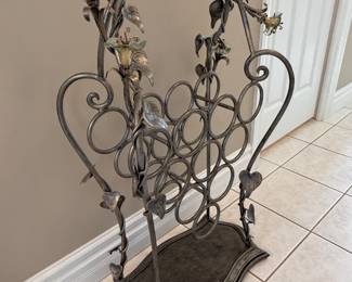 Janice Minor Wrought-Iron Wine Rack with Glass Florals