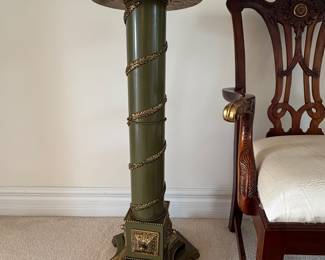 White-marble top decorative pedestal
