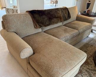 Custom Upholstered Ethan Allen Paisley Chaise Sofa