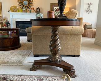Marble top round accent table