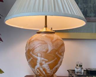 Converted René Lalique "Archers" glass vase Lamp