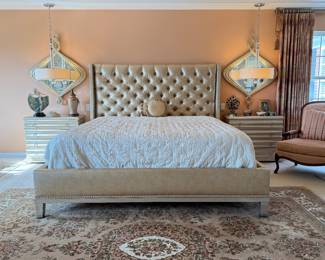 Marge Carson Tufted Upholstered King Bed with Heavenly Mattress