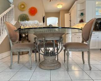 Drexel Heritage Corbel Circle Glass Dining Room Table