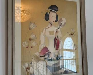 Bernard Picture Co. 1940s Geisha Airbrush Lithograph