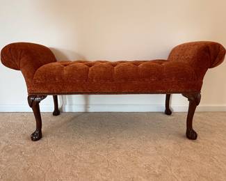 Button Tufted Rolled Arm Bench
