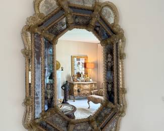 Venetian Murano etched-glass mirror