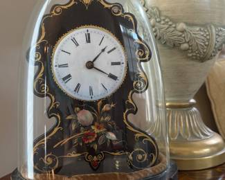 Litchfield Papier-mache mantle clock with glass dome