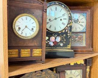 (left to right) Seth Thomas City Series Clock, Dallas. Chauncey Jerome (1850s). Silas B. Terry Ogee Shelf Clock.