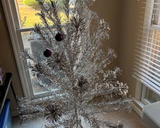 Vintage 1960’s aluminum Christmas tree with Pom Pom tips 