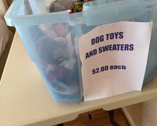 Dog toys and sweaters 