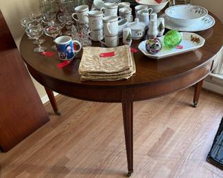 Mid century table and Christmas china