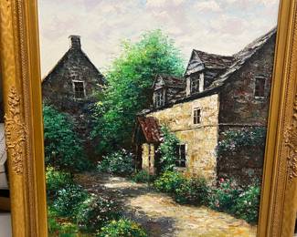 200. Signed Oil on Canvas by Raucher "Village" (32" x 38")