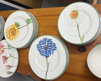 199. Villeroy Boch 50pc Dinnerware Set: 14 Dinner Plates, 13 Wide Rimmed Bowls, 8 Round Bowls, 1 Serving Platter, 14 Salad Plates