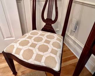 6. Henkel Harris Double Pedestal Dining Table (46" x 76" x 29") w/ 10 Chairs 2 Arm (24" x 25" x 40") 8 Side (21" x 25" x 39") w/ 2-22" Leaves and Pads