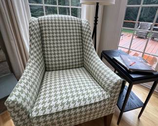 73. Pair of Ethan Allen Green Houndstooth Arm Chairs (30" x 30" x 41")