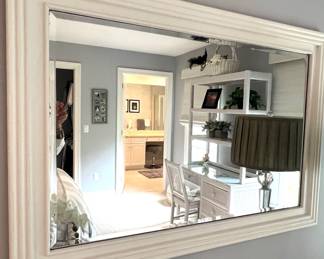 145. Beveled Mirror w/ White Frame (42" x 30")