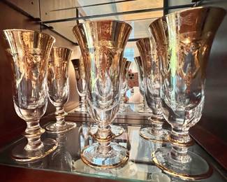 19. Set of Six Italian Champagne Glasses w/ Gilt Accents