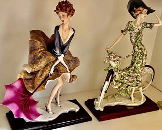 64. Florence Figurine by Giuseppe Armani "The Umbrella - Autumn" (15") 65. Florence Figurine by Giuseppe Armani "Girl with Bicycle - Spring" (15"),