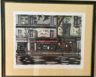 140. Signed Print of Parisian Street Scene (28" x 24")