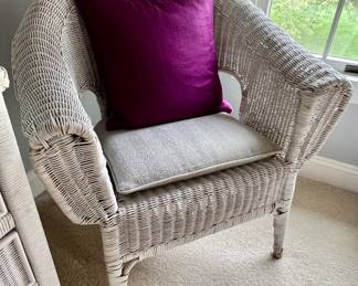 149. White Wicker Arm Chair