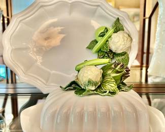 24. Handmade Italian Butter Dish w/ Vegetables (9" x 4") 25. Handmade Italian Serving Dish w/ Vegetables (12" x 8")