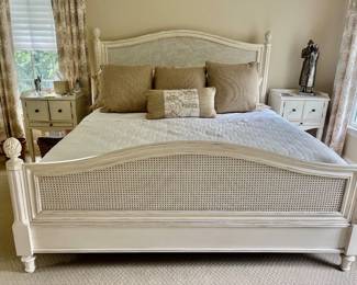 113. White Cane King Bed (61")