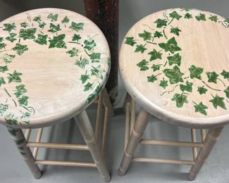 191. Pair of Hand Painted Ivy Stools (24"h)