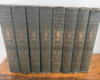 209. Collection of 8 Antique Books "The Works of Edgar Allan Poe" Harper and Bros Publishers 1849 Edition