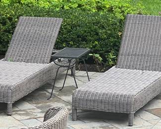 91. Pair of Akula All Weather Wicker Chaises Lounges