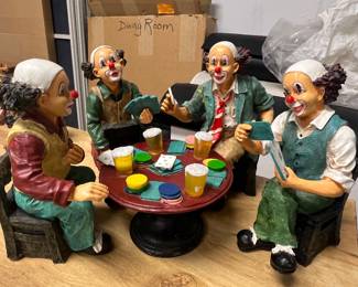 198. Clowns Playing Poker 5 pc Set