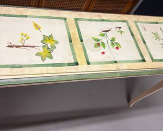 188. Hand Painted Console Table w/ Glass Top (47" x 15" x 30")