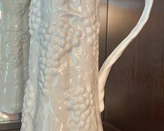 26. White Pitcher w/ Grape Design (11")